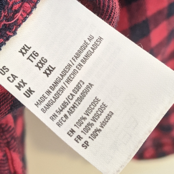 American Eagle red and blue super soft flannel top - Picture 3 of 4